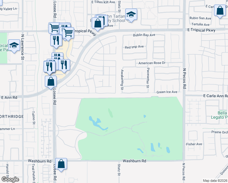 map of restaurants, bars, coffee shops, grocery stores, and more near 5627 Mammoth Mountain Street in North Las Vegas