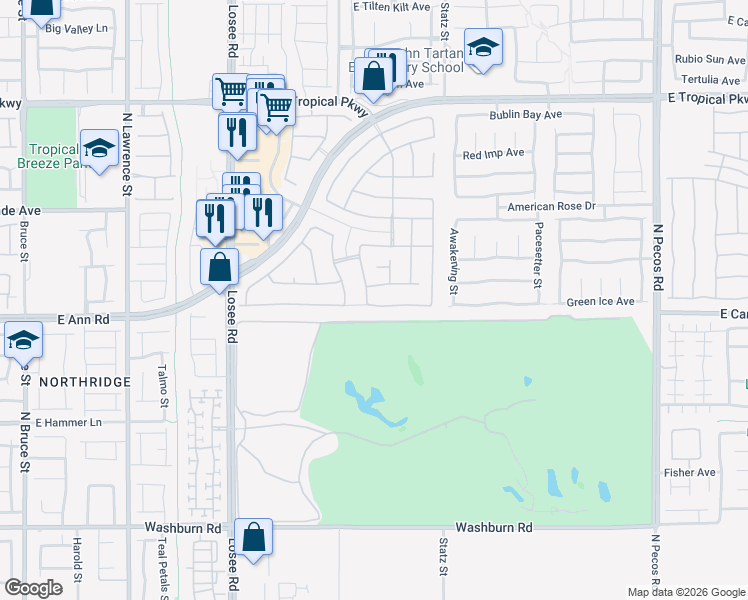 map of restaurants, bars, coffee shops, grocery stores, and more near 5631 Wedgefield Street in North Las Vegas