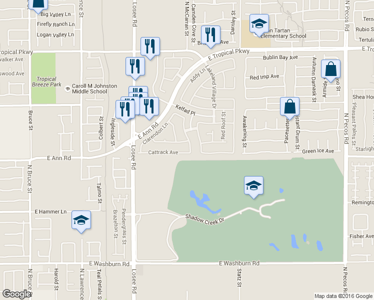 map of restaurants, bars, coffee shops, grocery stores, and more near 2637 East Cliff Lodge Avenue in North Las Vegas