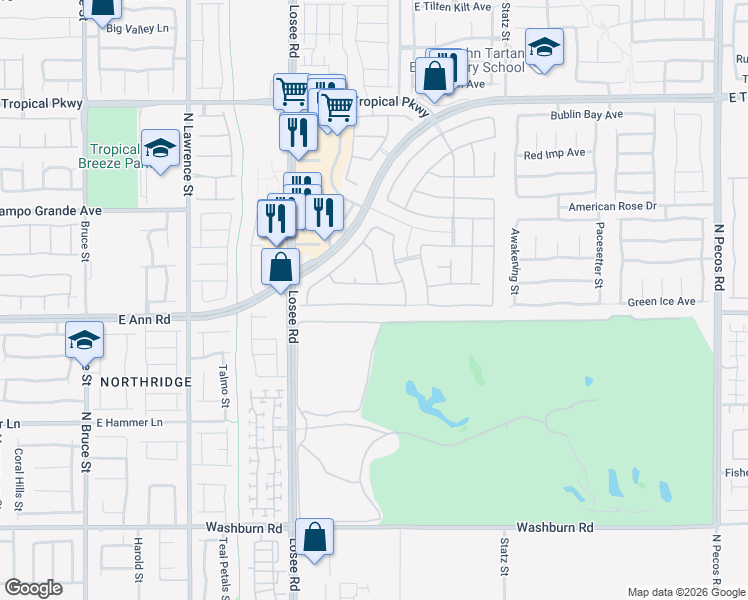 map of restaurants, bars, coffee shops, grocery stores, and more near 2637 East Cliff Lodge Avenue in North Las Vegas