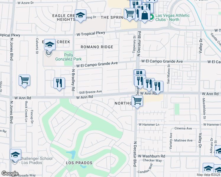 map of restaurants, bars, coffee shops, grocery stores, and more near 5017 Glittering Star Court in Las Vegas