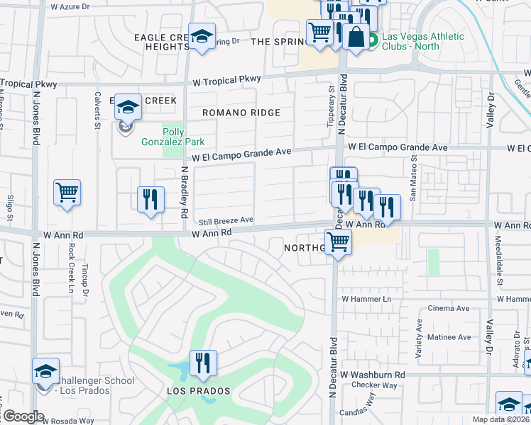 map of restaurants, bars, coffee shops, grocery stores, and more near 5632 Twilight Chase Street in Las Vegas