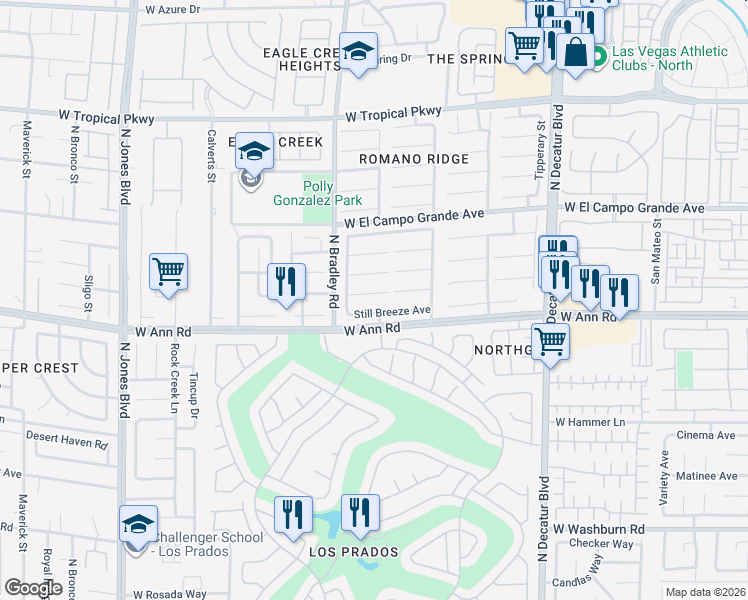 map of restaurants, bars, coffee shops, grocery stores, and more near 5316 Pheasant Trace Court in Las Vegas