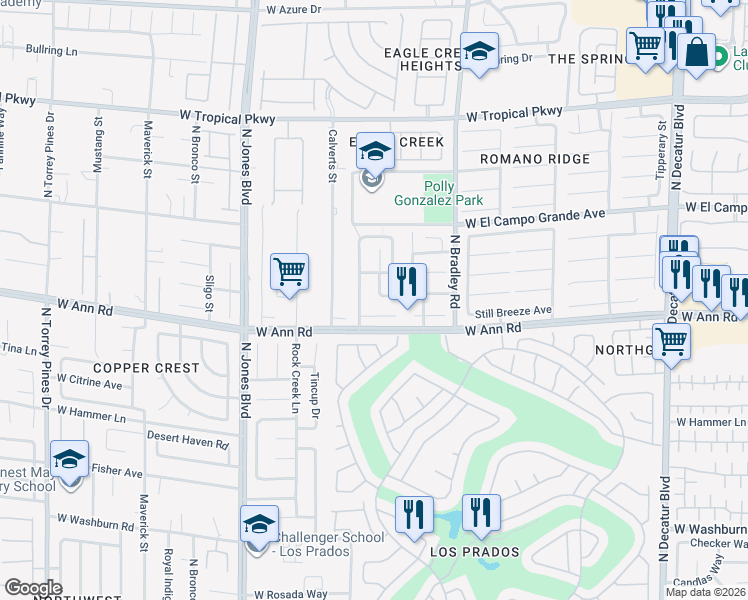 map of restaurants, bars, coffee shops, grocery stores, and more near 5624 Island Mist Street in Las Vegas