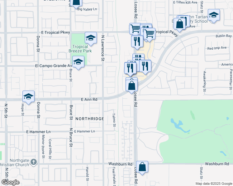 map of restaurants, bars, coffee shops, grocery stores, and more near 5666 Colbert Street in North Las Vegas