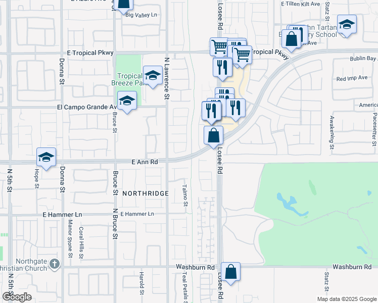 map of restaurants, bars, coffee shops, grocery stores, and more near 5666 Colbert Street in North Las Vegas