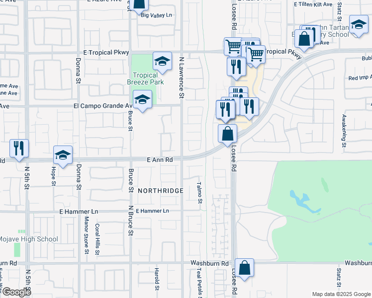 map of restaurants, bars, coffee shops, grocery stores, and more near 5669 Sleeping Creek Street in North Las Vegas