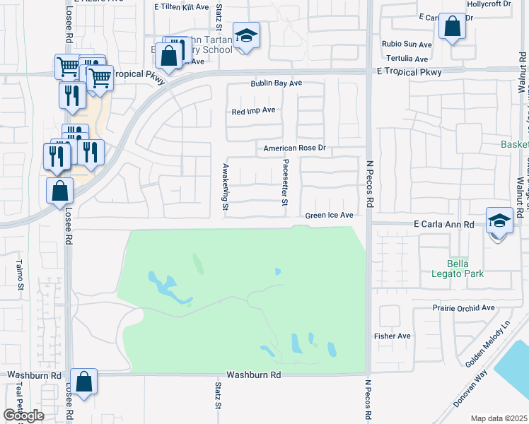 map of restaurants, bars, coffee shops, grocery stores, and more near 3112 Winter Sunset Avenue in North Las Vegas