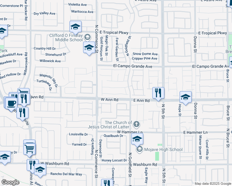 map of restaurants, bars, coffee shops, grocery stores, and more near 114 Red Sandstone Avenue in North Las Vegas