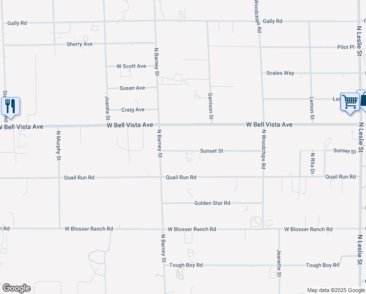 map of restaurants, bars, coffee shops, grocery stores, and more near 2910 Sunset Street in Pahrump