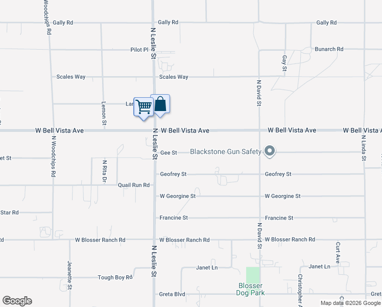 map of restaurants, bars, coffee shops, grocery stores, and more near 1831 Gee Street in Pahrump