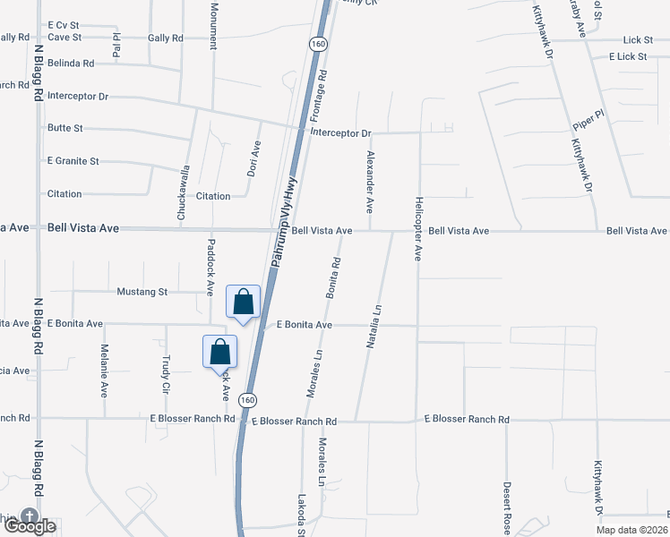 map of restaurants, bars, coffee shops, grocery stores, and more near 2911 North Morales Lane in Pahrump