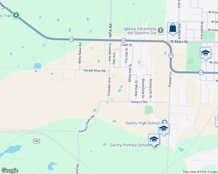 map of restaurants, bars, coffee shops, grocery stores, and more near 21220 Jerald Shea Road in Gentry