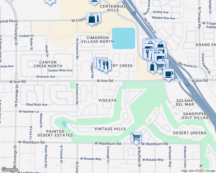 map of restaurants, bars, coffee shops, grocery stores, and more near 5512 Whiteleaf Court in Las Vegas