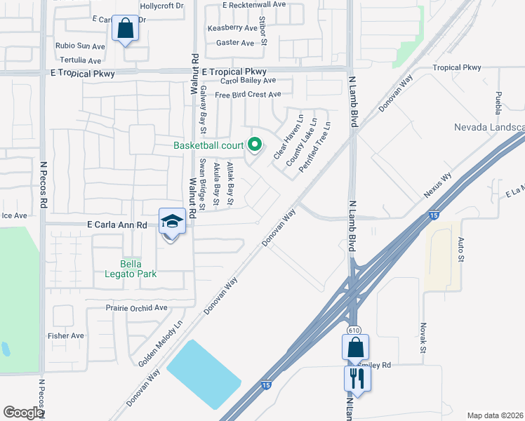 map of restaurants, bars, coffee shops, grocery stores, and more near 4012 Villa Serena Lane in North Las Vegas