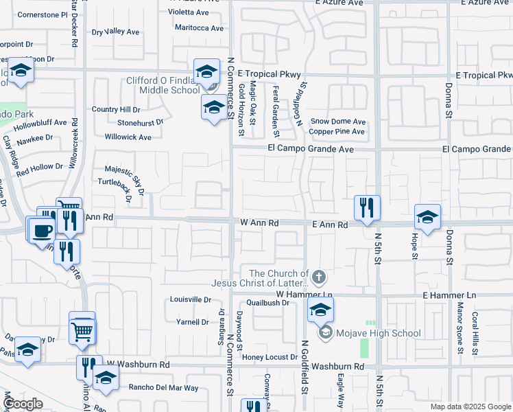 map of restaurants, bars, coffee shops, grocery stores, and more near 138 Red Sandstone Avenue in North Las Vegas