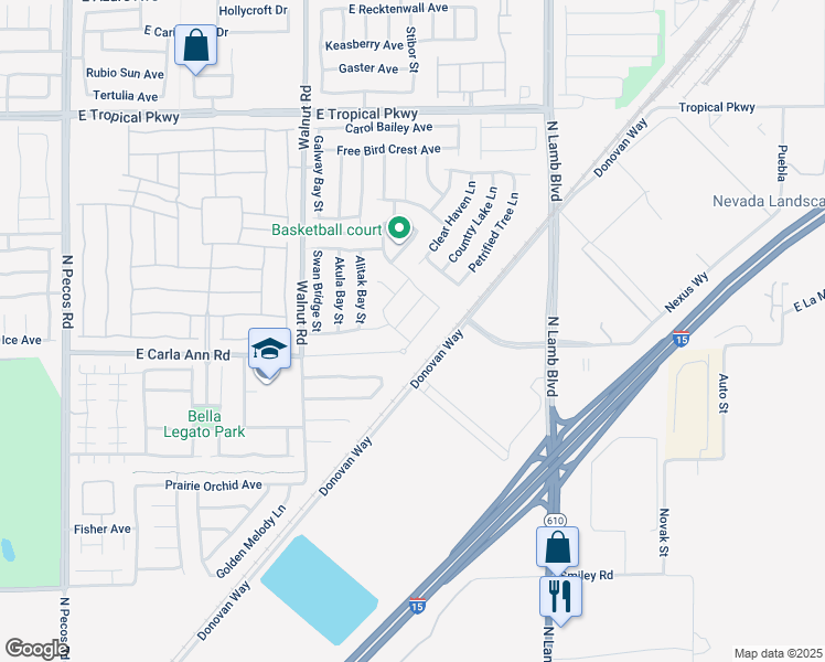 map of restaurants, bars, coffee shops, grocery stores, and more near 4016 Little Bend Lane in North Las Vegas