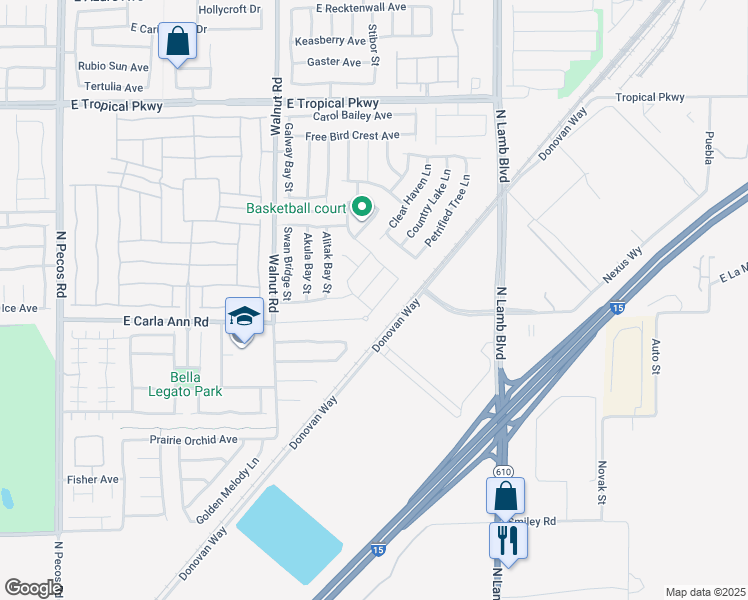map of restaurants, bars, coffee shops, grocery stores, and more near 4012 Villa Serena Lane in North Las Vegas