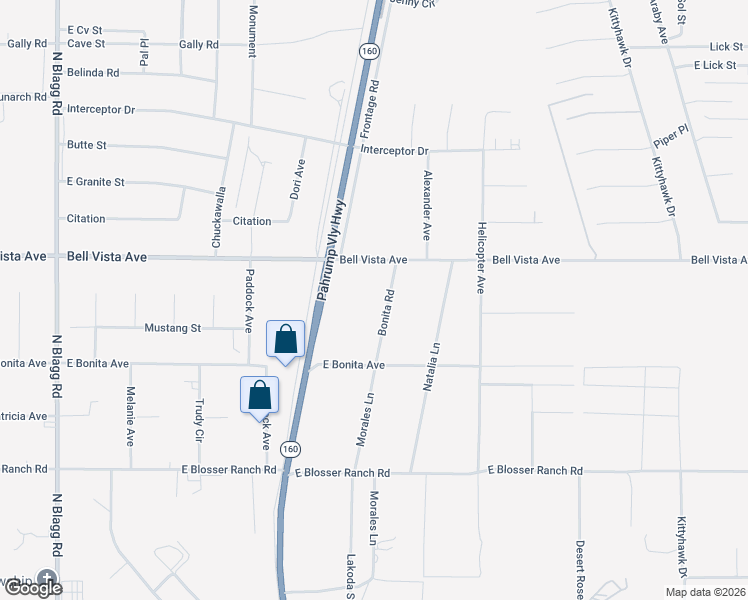 map of restaurants, bars, coffee shops, grocery stores, and more near 2910 Morales Lane in Pahrump