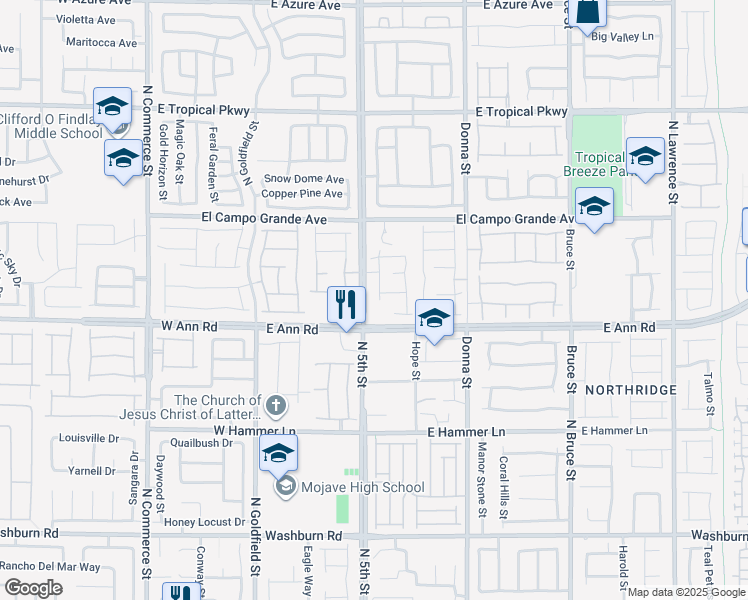 map of restaurants, bars, coffee shops, grocery stores, and more near 5623 Scarlet Rock Street in North Las Vegas