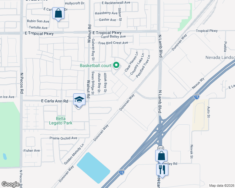 map of restaurants, bars, coffee shops, grocery stores, and more near 4013 Villa Serena Lane in North Las Vegas