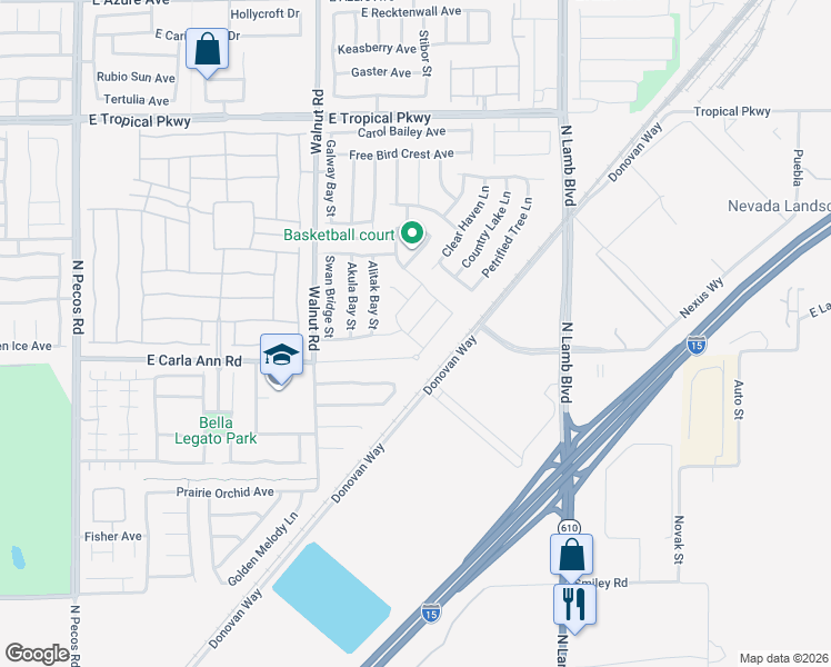 map of restaurants, bars, coffee shops, grocery stores, and more near 4013 Villa Serena Lane in North Las Vegas