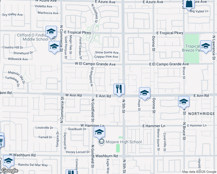 map of restaurants, bars, coffee shops, grocery stores, and more near 385 Stephen Clear Avenue in North Las Vegas