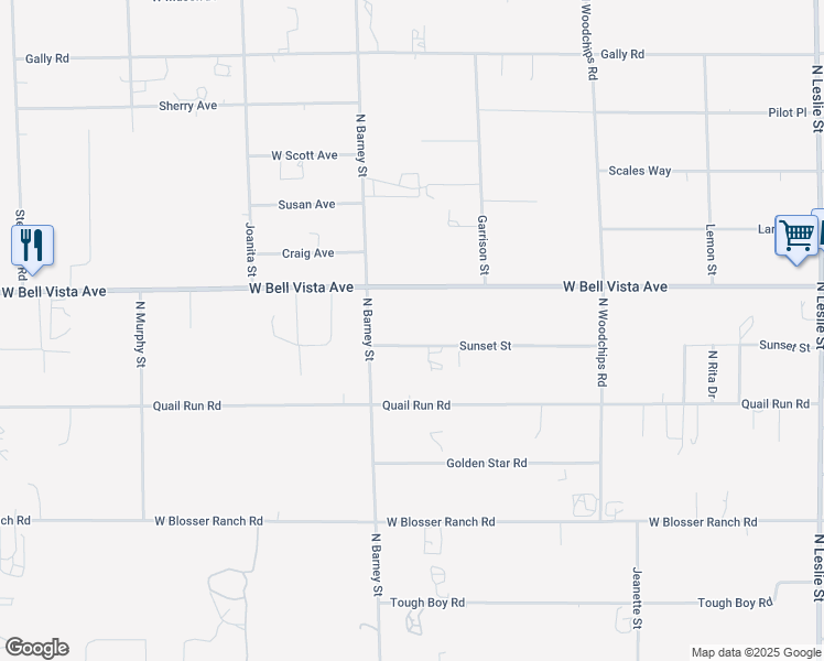 map of restaurants, bars, coffee shops, grocery stores, and more near 2910 Sunset Street in Pahrump