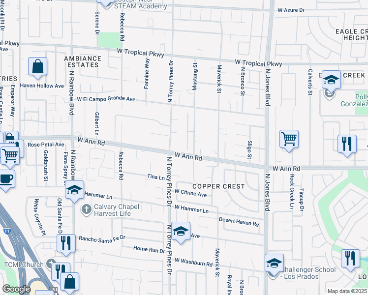 map of restaurants, bars, coffee shops, grocery stores, and more near 5611 Portage Lake Court in Las Vegas