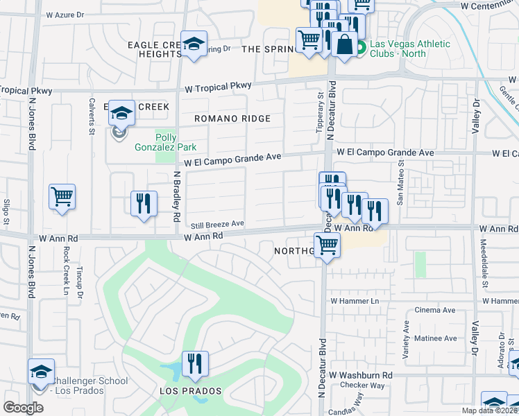 map of restaurants, bars, coffee shops, grocery stores, and more near 5632 Twilight Chase Street in Las Vegas