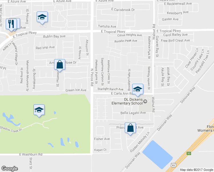 map of restaurants, bars, coffee shops, grocery stores, and more near 5625 Keystone Crest Street in North Las Vegas