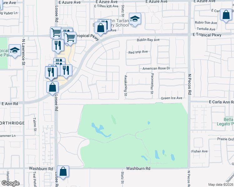 map of restaurants, bars, coffee shops, grocery stores, and more near 5627 Mammoth Mountain Street in North Las Vegas