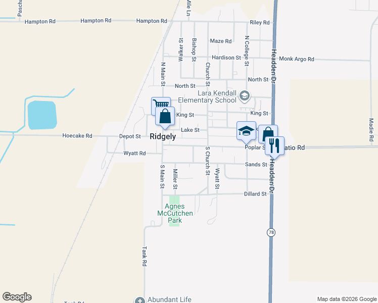 map of restaurants, bars, coffee shops, grocery stores, and more near 209 Poplar Street in Ridgely