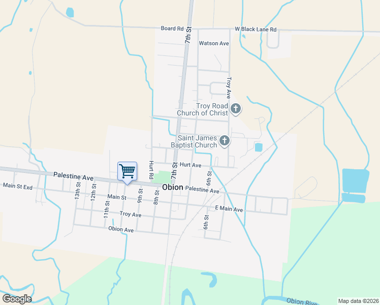 map of restaurants, bars, coffee shops, grocery stores, and more near 312 Broadway Street in Obion