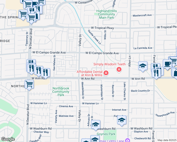 map of restaurants, bars, coffee shops, grocery stores, and more near 5628 Granville Lake Street in North Las Vegas