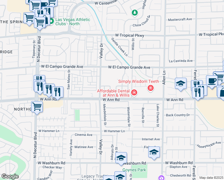 map of restaurants, bars, coffee shops, grocery stores, and more near 5628 Granville Lake Street in North Las Vegas