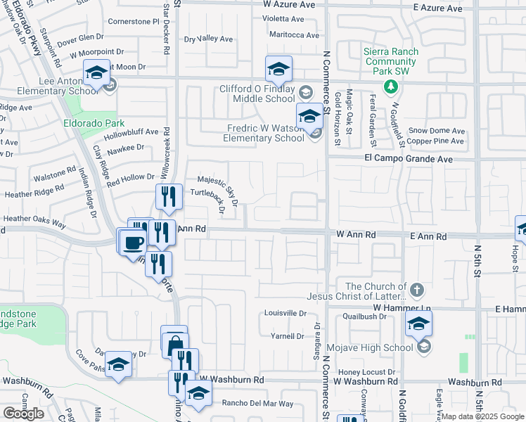 map of restaurants, bars, coffee shops, grocery stores, and more near 521 Sun Mountain Avenue in North Las Vegas