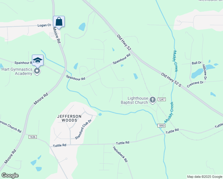 map of restaurants, bars, coffee shops, grocery stores, and more near 101 Jasper Court in Rural Hall