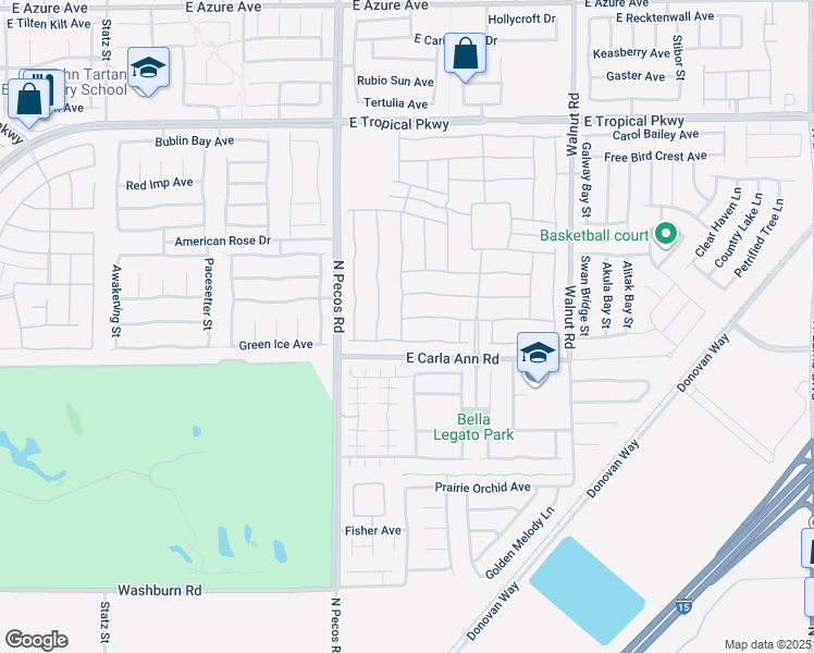 map of restaurants, bars, coffee shops, grocery stores, and more near 3605 Greenbriar Bluff Avenue in North Las Vegas