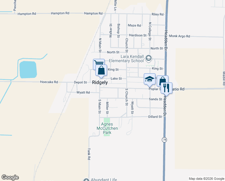 map of restaurants, bars, coffee shops, grocery stores, and more near 209 Poplar Street in Ridgely