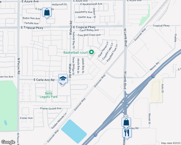 map of restaurants, bars, coffee shops, grocery stores, and more near 4012 Villa Serena Lane in North Las Vegas