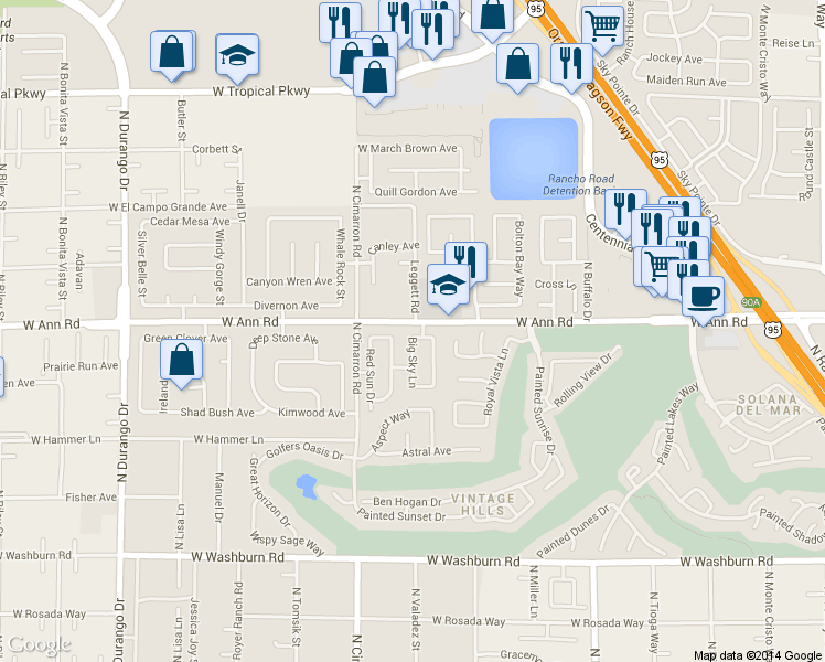 map of restaurants, bars, coffee shops, grocery stores, and more near 7898 High Desert Drive in Las Vegas