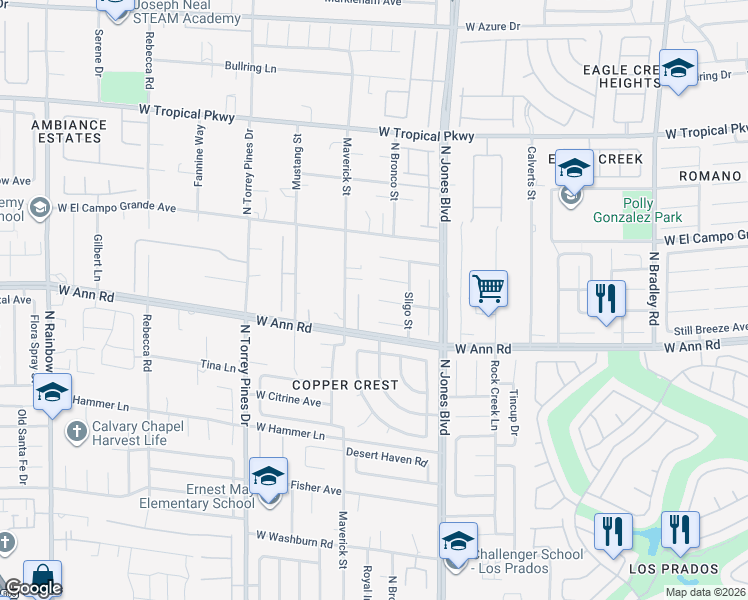 map of restaurants, bars, coffee shops, grocery stores, and more near 6121 Camas Canyon Ave in Las Vegas