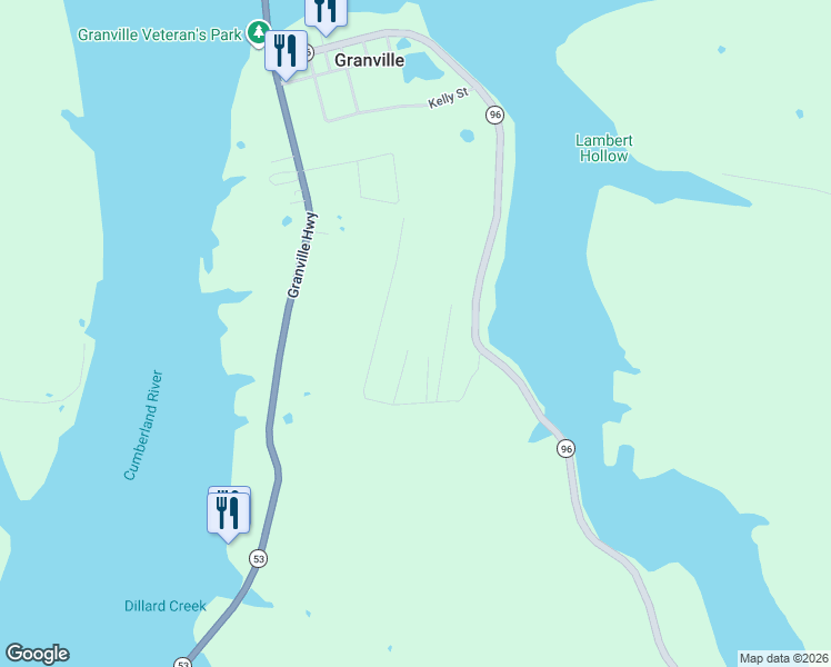 map of restaurants, bars, coffee shops, grocery stores, and more near 316 Eagle Ridge Lane in Granville