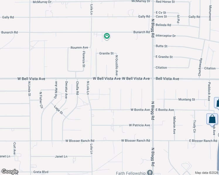 map of restaurants, bars, coffee shops, grocery stores, and more near 2930 Anza Place in Pahrump
