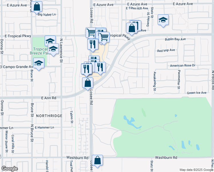 map of restaurants, bars, coffee shops, grocery stores, and more near 2604 East Cliff Lodge Avenue in North Las Vegas