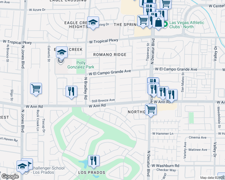 map of restaurants, bars, coffee shops, grocery stores, and more near 5632 Twilight Chase Street in Las Vegas