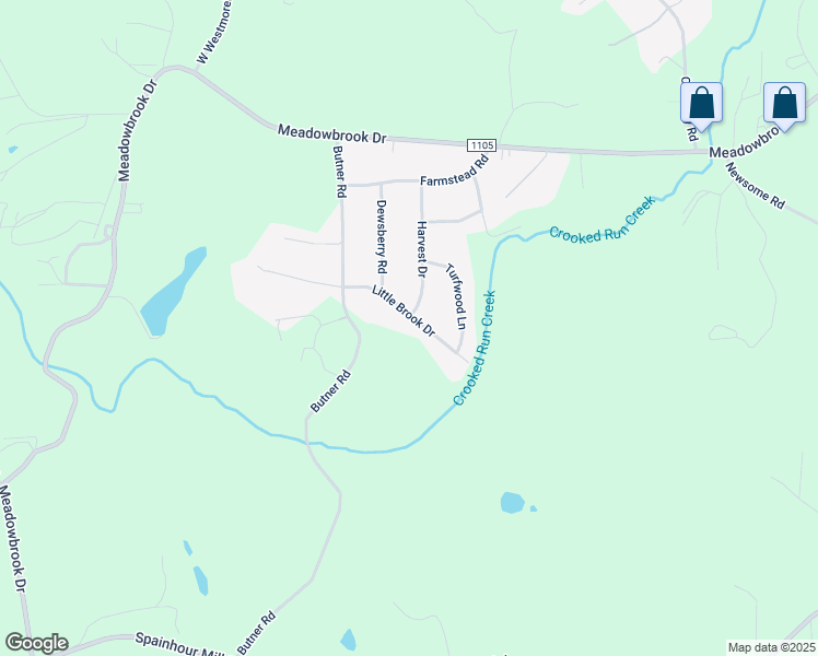 map of restaurants, bars, coffee shops, grocery stores, and more near 402 Little Brook Drive in King