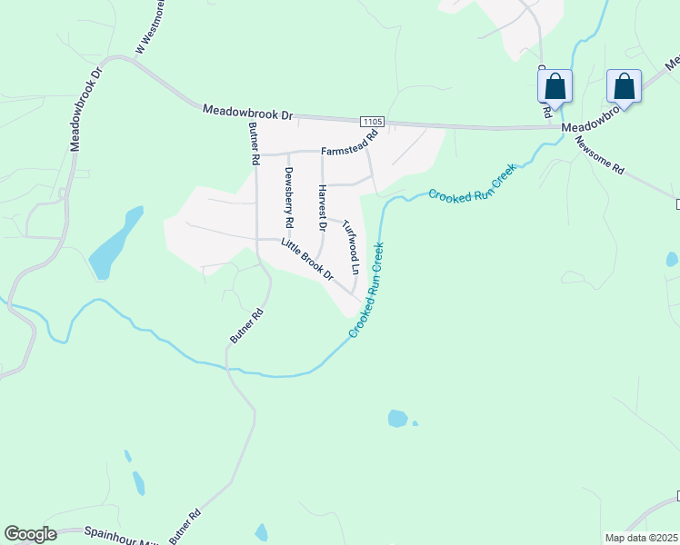 map of restaurants, bars, coffee shops, grocery stores, and more near 413 Little Brook Drive in King