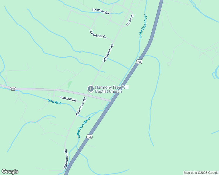 map of restaurants, bars, coffee shops, grocery stores, and more near 3437 Gap Creek Road in Hampton